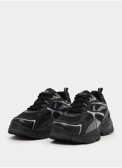 Styli Textured Chunky Sole Lace Up Sneakers by Styli  - Image 2
