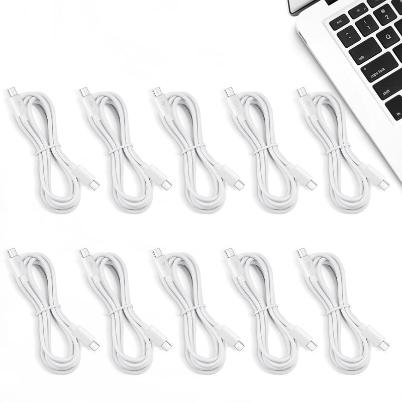 Smays Bulk Type C to C Cable Charger Cord for Samsung & iPhone 16/15 & Android Phone, White USBc to USBc Cable 3ft 10-Pack, 20W Fast Charging - Image 4