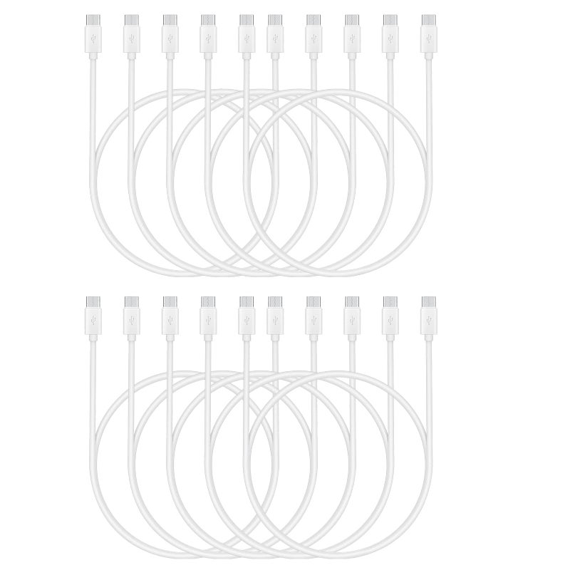 Smays Bulk Type C to C Cable Charger Cord for Samsung & iPhone 16/15 & Android Phone, White USBc to USBc Cable 3ft 10-Pack, 20W Fast Charging - Image 2