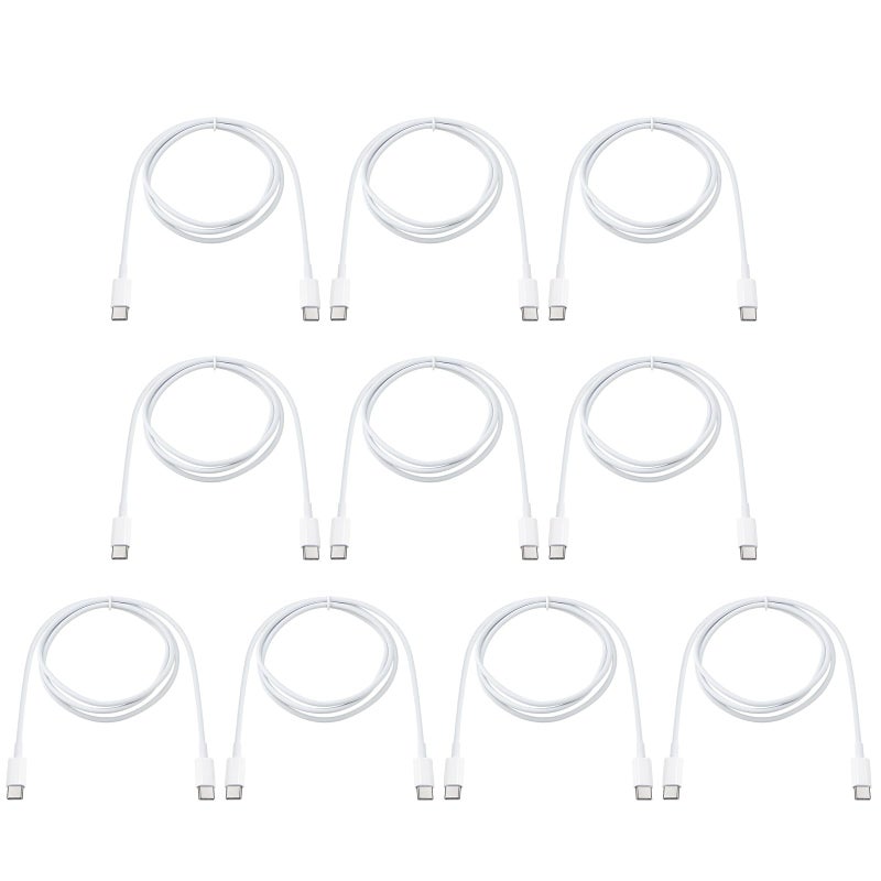 Smays Bulk Type C to C Cable Charger Cord for Samsung & iPhone 16/15 & Android Phone, White USBc to USBc Cable 3ft 10-Pack, 20W Fast Charging - Image 1