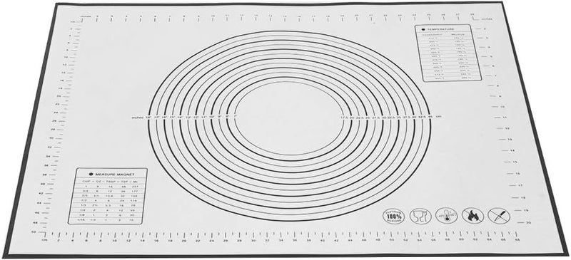 Non - Slip Silicone Dough Mat with Measurement Scales, Baking Mat for Kneading Dough, Heat - Pastry Mat with Conversion Units for Baking Pizza Bread on (Black) - Image 1