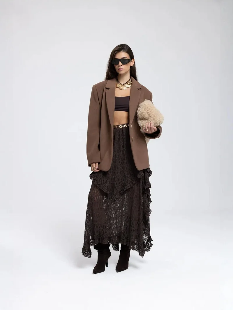 Mai Collection MAI STUDIOS Mireya Asymmetric Lace Skirt