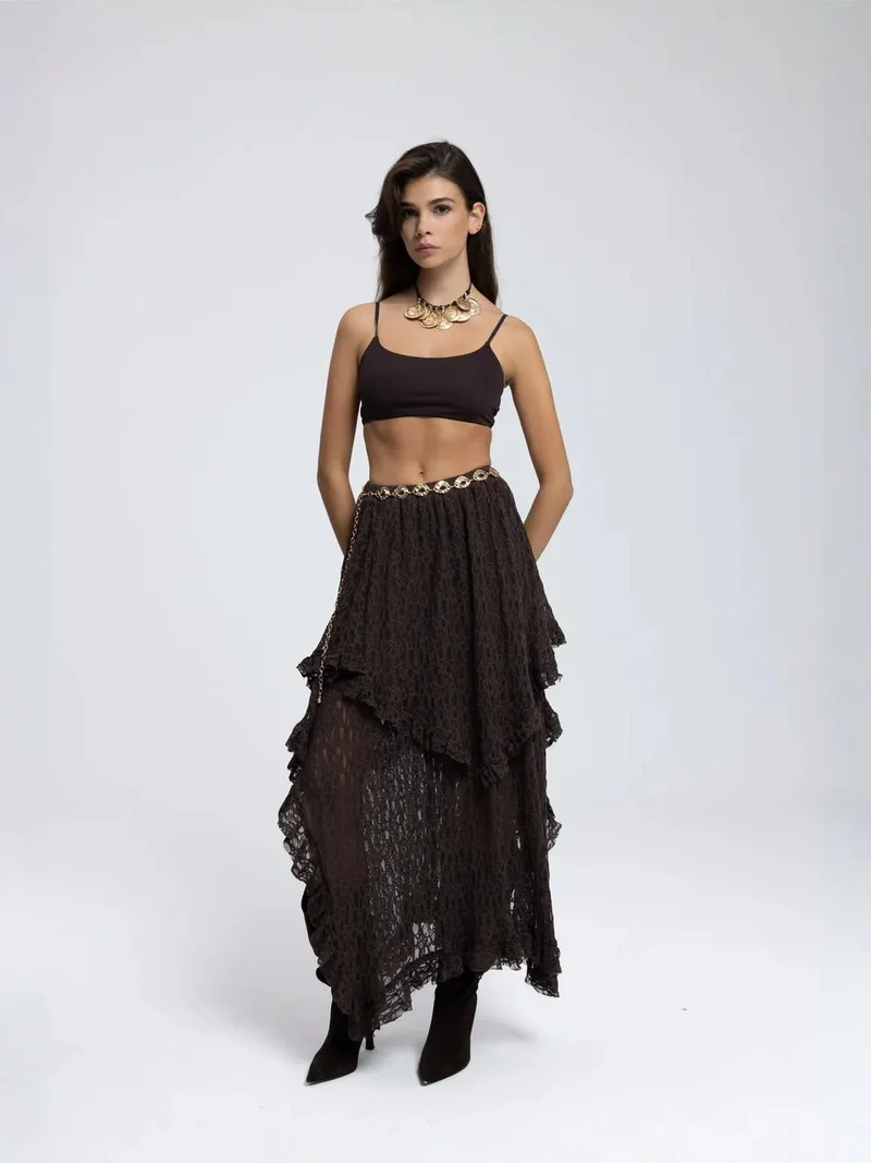Mai Collection MAI STUDIOS Mireya Asymmetric Lace Skirt