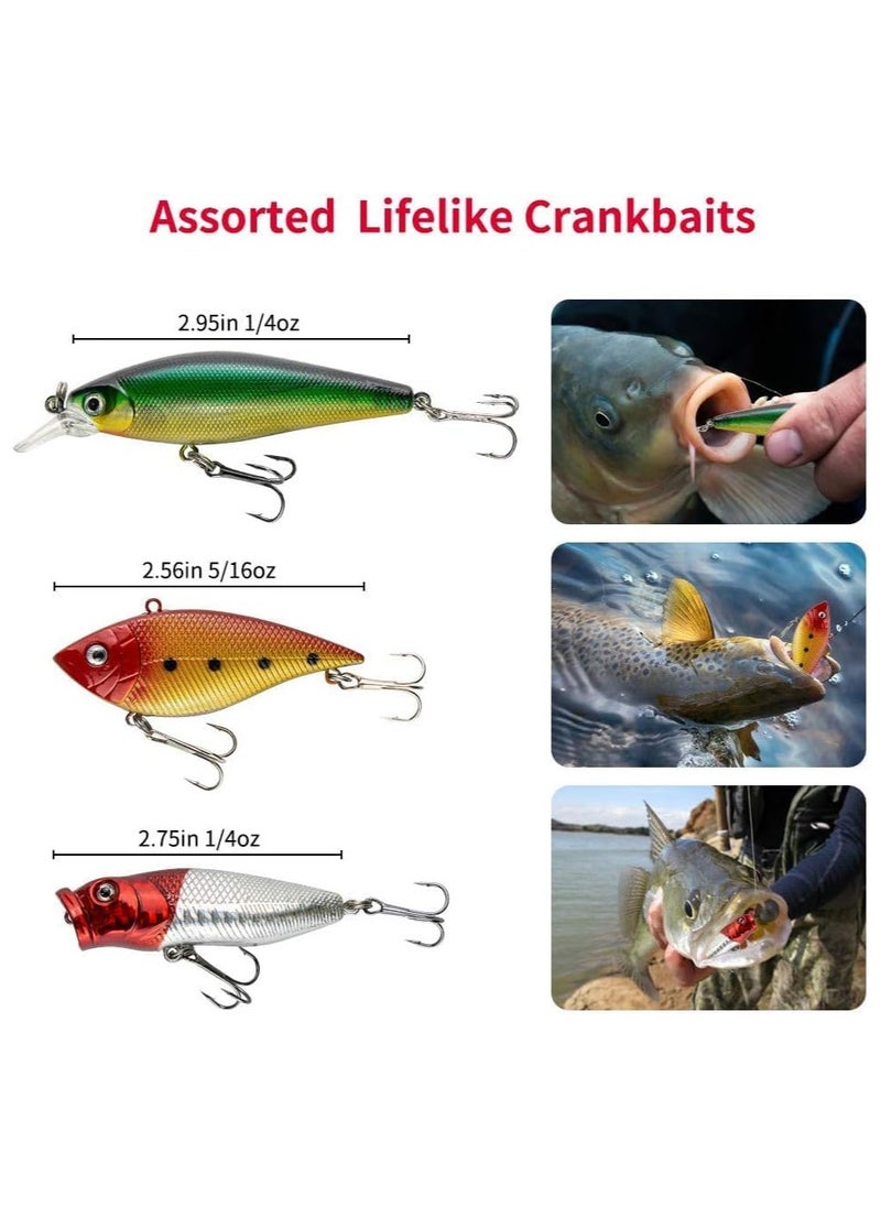 Generic - 78 Pcs Fishing Lures Kit,Tackle Box Kit with Tackle Included Fishing Accessories and Fishing Equipment Frog Worms Grasshopper Lures,etc - Image 1