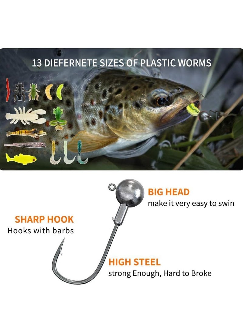Generic - 78 Pcs Fishing Lures Kit,Tackle Box Kit with Tackle Included Fishing Accessories and Fishing Equipment Frog Worms Grasshopper Lures,etc - Image 1