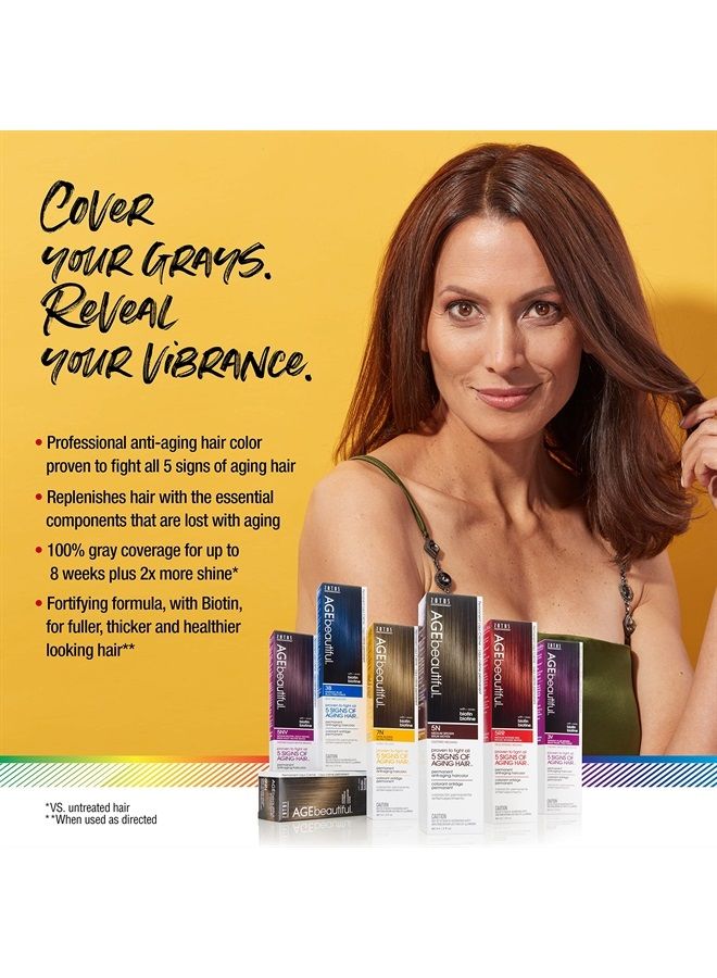 AGE beautiful AGEbeautiful Permanent Liqui Creme Hair Color Dye | 100% Gray Coverage | Anti-Aging | Biotin for Thicker, Fuller Hair | Professional Salon Coloring | 3B Darkest Blue - Image 2