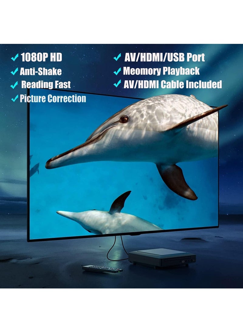 KADIP Mini HD DVD Player, CD Players for Home, DVD Players for TV, HDMI and RCA Cable Included, Up-Convert to HD 1080p, All Region, Breakpoint Memory, Built-in PAL/NTSC, USB 2.0 - Image 2