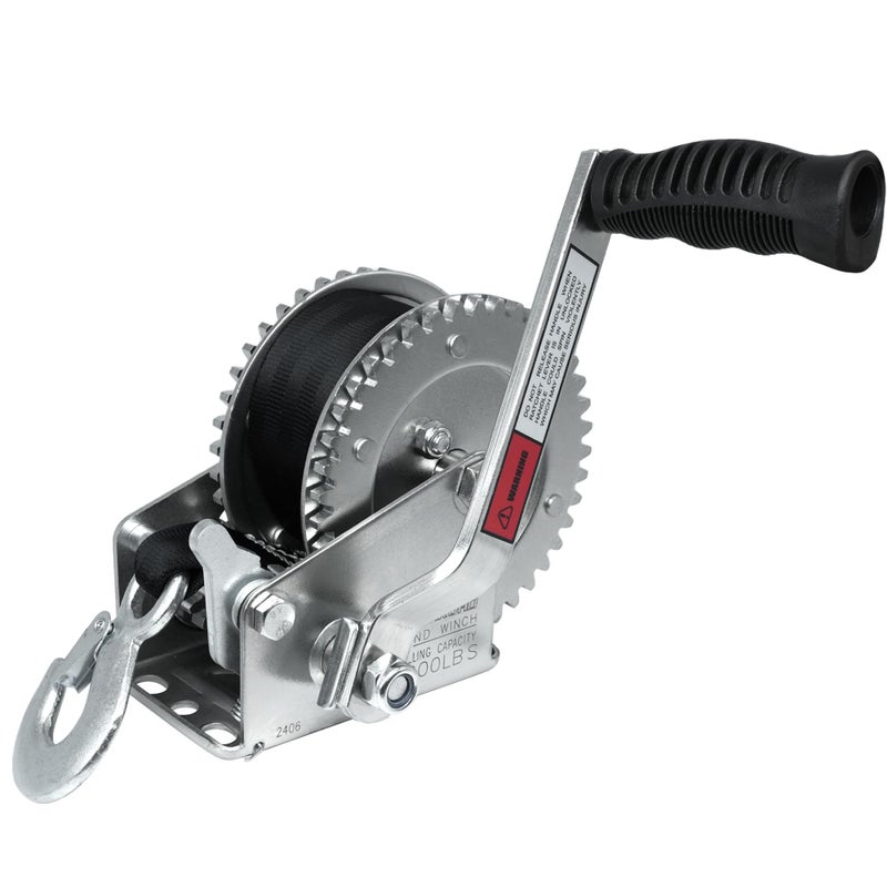 OPENROAD 2000lbs Heavy Duty Boat Trailer Winch with 26FT Strap,2-Way Ratchet,4:1 Gear Trailer Winch,Portable Hand Crank Winch for Boat,Truck, Trailer, RV, ATV, Jet Ski - Image 1