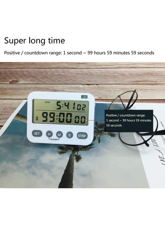 SHOWAY Clock+ Digital Timer, Kitchen Timer for Cooking Countdown Timers, Kids, Magnetic Loud Ring Adjustable Volume Big Numbers, AAA Batteries Included  - Image 5
