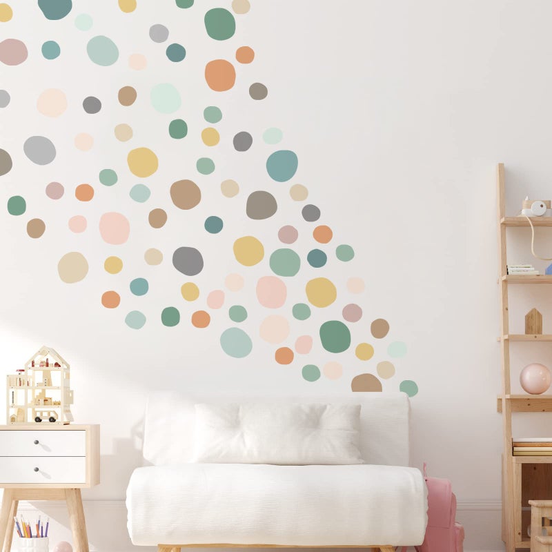 Epakh 296 Pcs Polka Dots Wall Decal Playroom Decor Gifts Boho Rainbow Kids Wall Art Colorful Room Nursery Bedroom Classroom Watercolor Decals Peel And Stick Modern(Light Colors) - Image 4