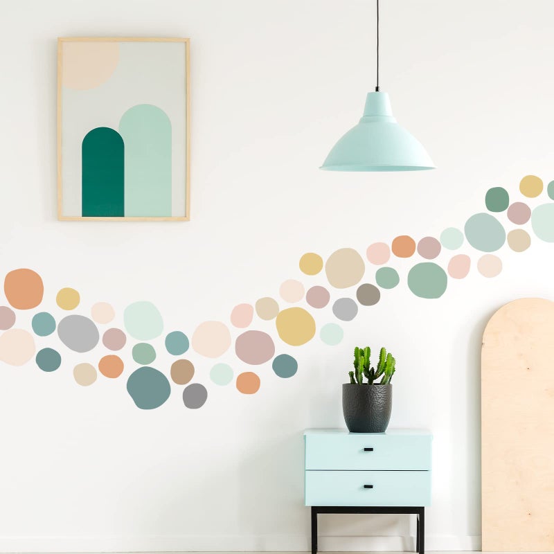 Epakh 296 Pcs Polka Dots Wall Decal Playroom Decor Gifts Boho Rainbow Kids Wall Art Colorful Room Nursery Bedroom Classroom Watercolor Decals Peel And Stick Modern(Light Colors) - Image 5