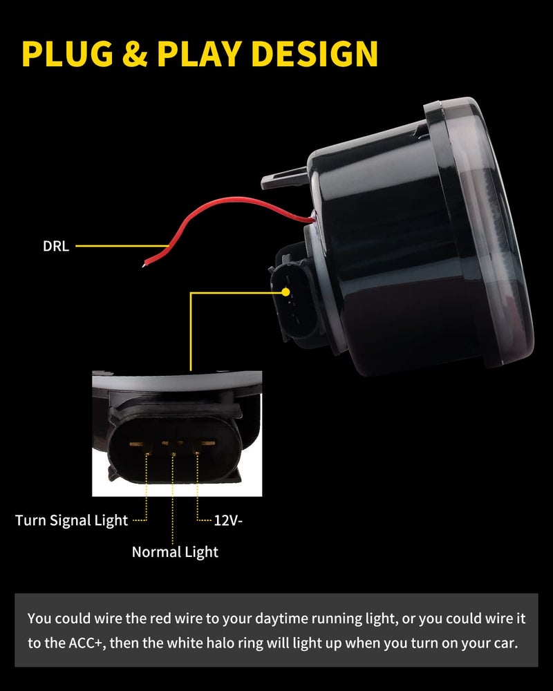 AUXLIGHT Amber LED Turn Signal Lights with Halo DRL Smoked Lens Compatible with 2007 2008 2009 2010 2011 2012 2013 2014 2015 2016 2017 2018 Jeep Wrangler JK JKU, Pack of 2 - Image 3