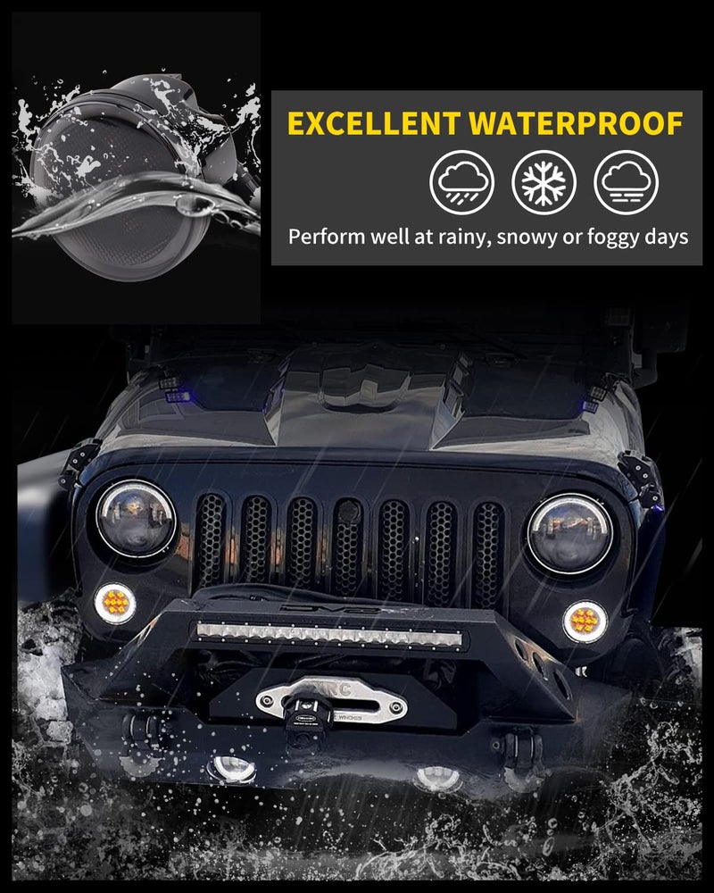 AUXLIGHT Amber LED Turn Signal Lights with Halo DRL Smoked Lens Compatible with 2007 2008 2009 2010 2011 2012 2013 2014 2015 2016 2017 2018 Jeep Wrangler JK JKU, Pack of 2 - Image 2