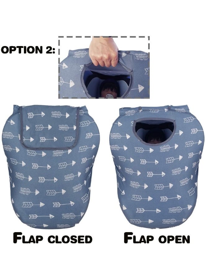DODO NICI أغطية مقاعد سيارات دودي نيسي للأطفال، غطاء مقعد سيارة متعدد الاستخدامات، غطاء مقعد سيارة للبنات والأولاد، غطاء للرضاعة، غطاء نافذة مع لسان، حقيبة مدمجة، تصميم براءة اختراع، رمادي - Image 3
