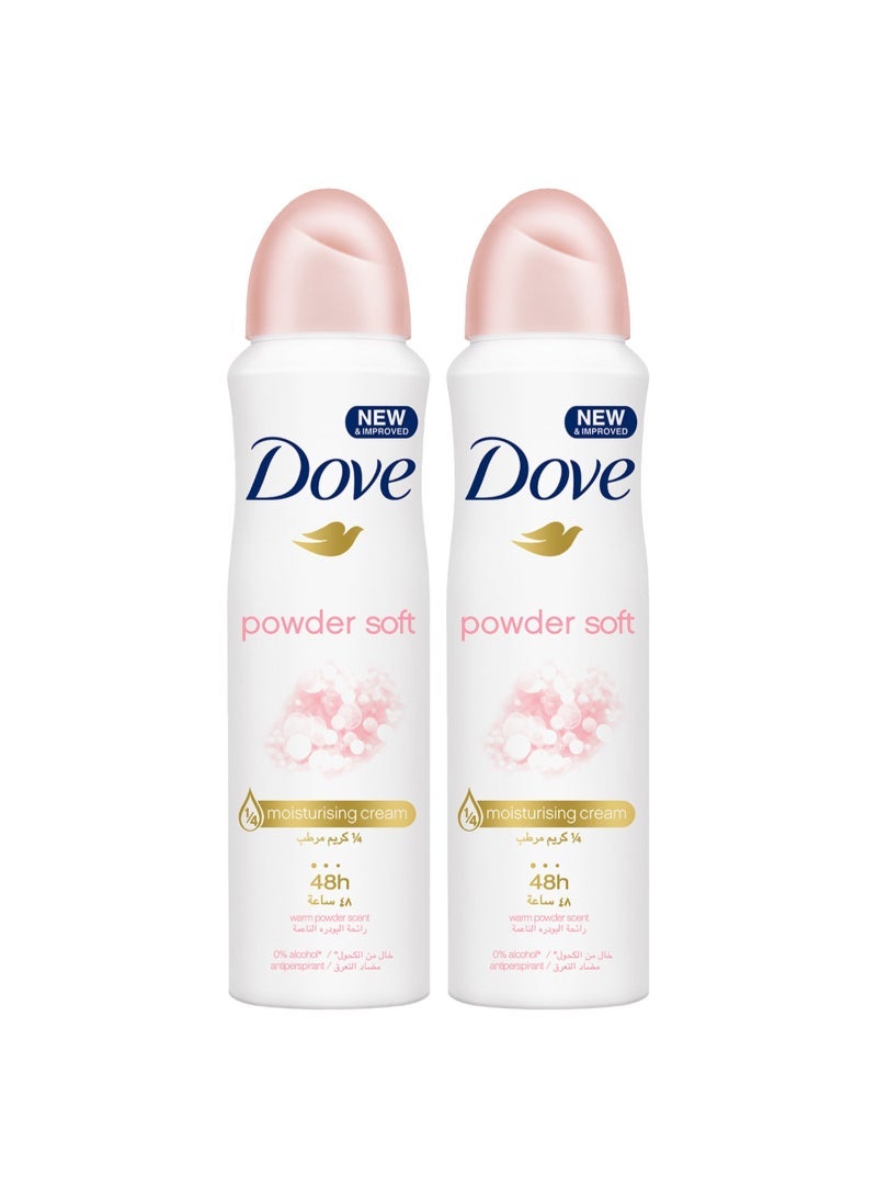 بخاخ مزيل العرق دوف بودرة ناعمة للنساء عبوة قيمة 2 × 150 مل
