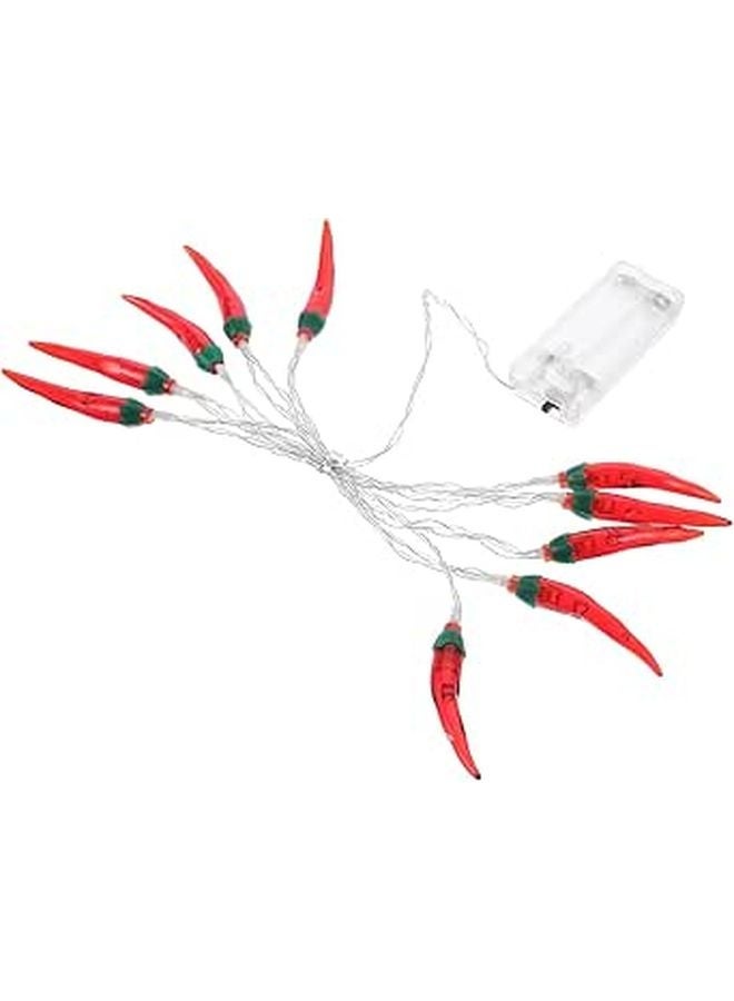 أضواء سلسلة LED بفلفل الشطة الأحمر بطول 1.5 م مع 10 مصابيح تعمل بالبطارية للديكور الخارجي والتخييم والحفلات - Image 1
