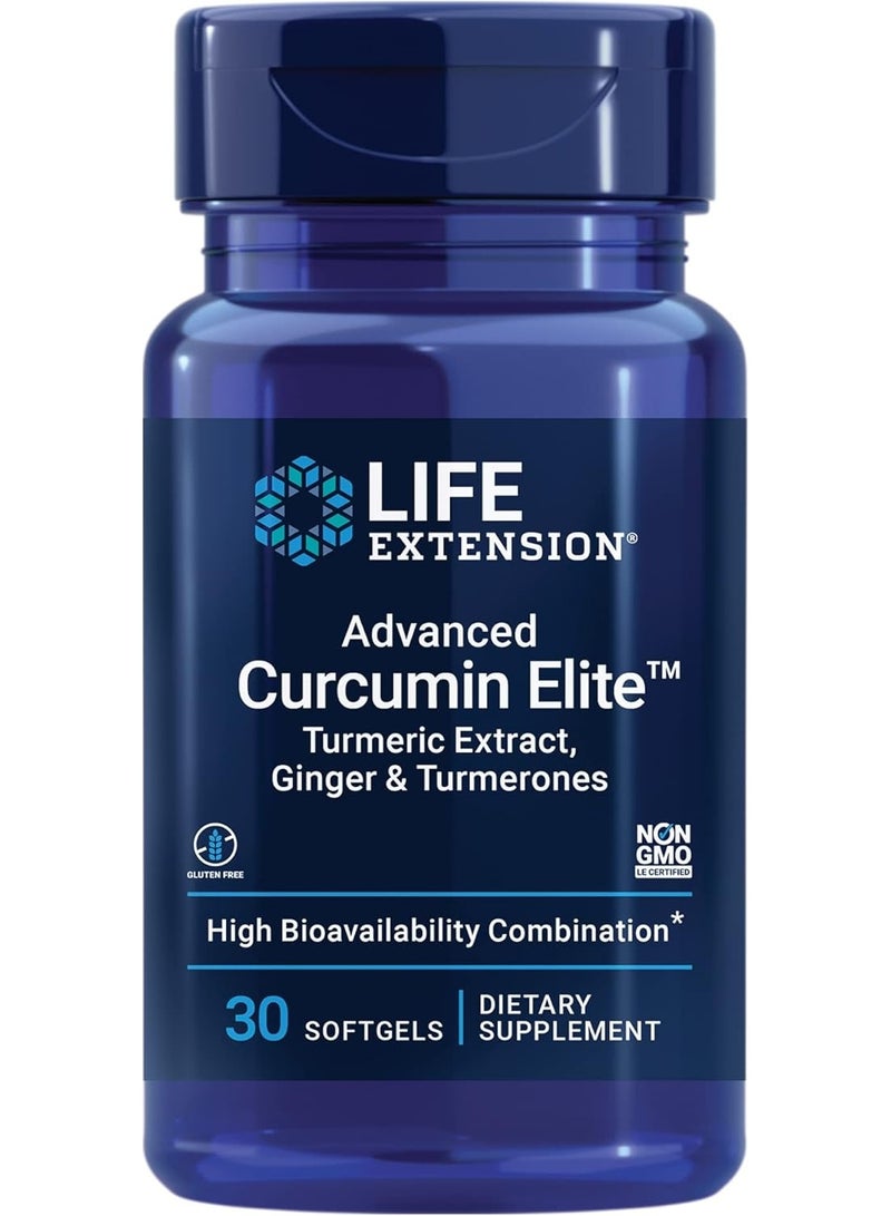 Life Extension Advanced Curcumin Elite Turmeric Extract, Ginger & Turmerones – for Inflammation Health Support and Cardiovascular & Brain Health – Gluten-Free, Non-GMO – 30 Softgels - Image 1