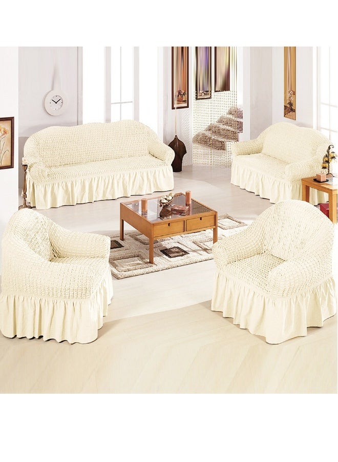 Armchair sliding cover Easy-fit sofa sofa cover with skirt, durable washable universal high-elastic furniture protector, suitable for children and pets (beige)  - Image 1