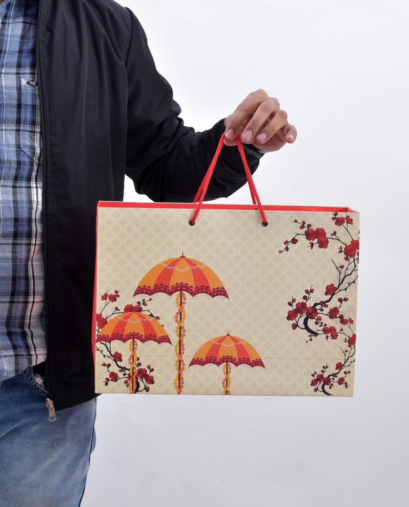 PPJ ® - WEDDING UMBRELLA (10 Pcs.) (WEDDING) PAPER CARRY BAG, 10 Inch X 14 Inch X 4 Inch for DIWALI/WEDDING/FUNCTION/BIRTHDAY/RETURN GIFTS/CHRISTMAS (Pack of 10) - Image 2