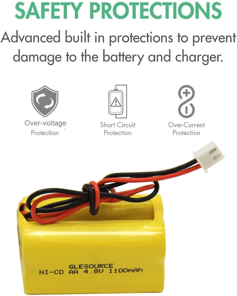 GLESOURCE (10 Pack 4.8v 1100mAh Compatible for MAG93NC487 BL93NC487 Lithonia ELB B006 Lithonia ELBB006 ELBCS06 ELB-CS06 Emergency/Exit Light Sign - Image 4