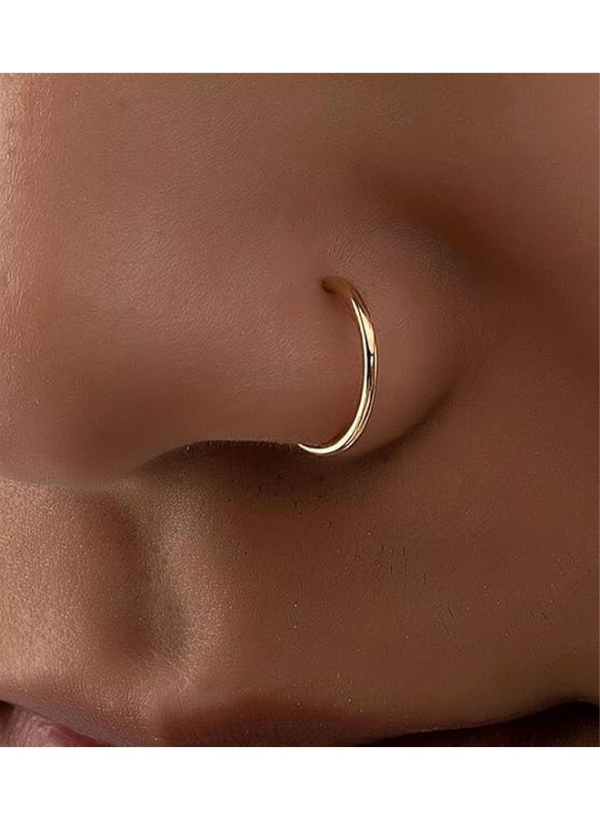 اتش واي 3 قطع من حلية أنف مزيفة للنساء على شكل دائري ذهبي، دائرية جذابة، بدون ثقب في الأنف، مشبك أنف من الفولاذ المقاوم للصدأ، مجوهرات للجسم. - Image 4
