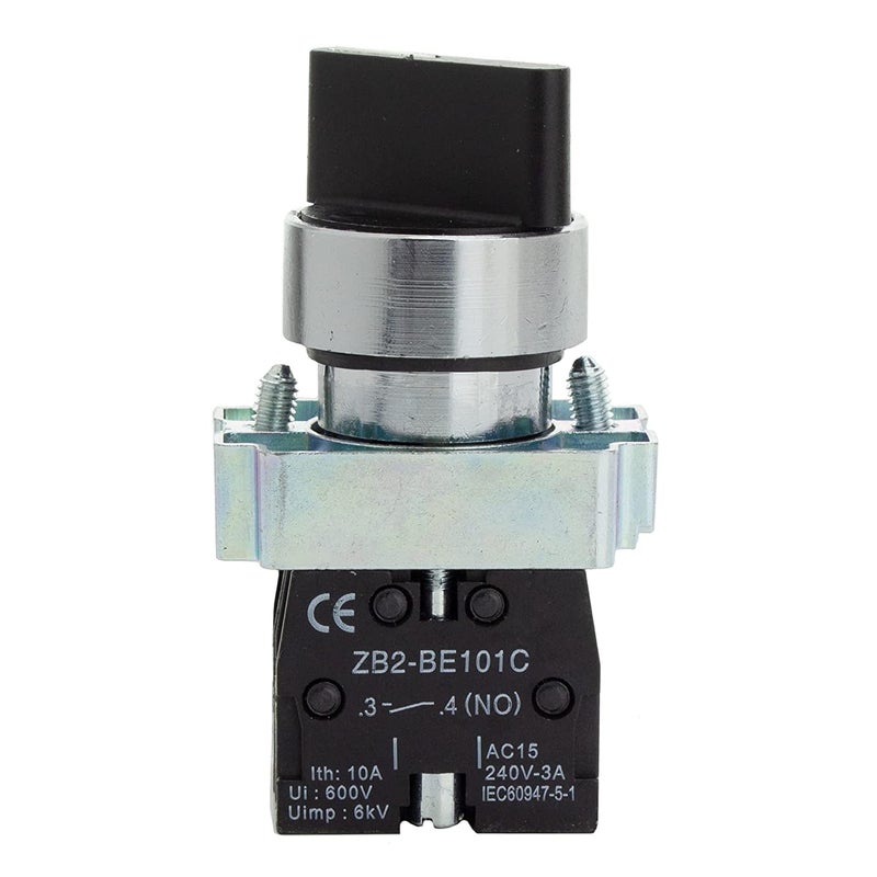 SHOPCORP Rotary Switch - 2-Position Selector Switch Maintained - 22mm Mounting Hole - Electric NO NC Latching - 220VAC Voltage and 10A Contact Current - (2 Pack) - Image 2