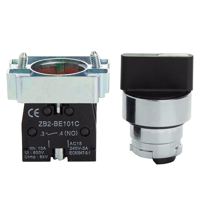 SHOPCORP Rotary Switch - 2-Position Selector Switch Maintained - 22mm Mounting Hole - Electric NO NC Latching - 220VAC Voltage and 10A Contact Current - (2 Pack) - Image 3