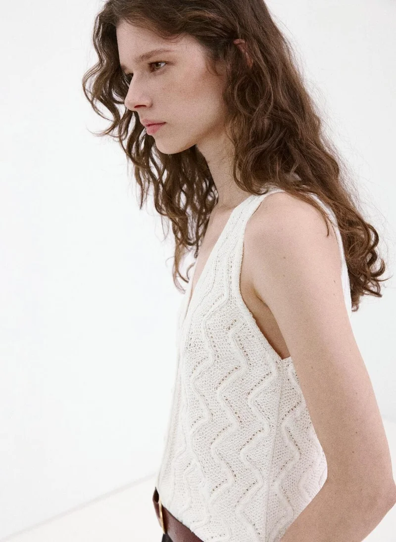 Mango  Open-knit V-neck vest for Women | Best Price UAE