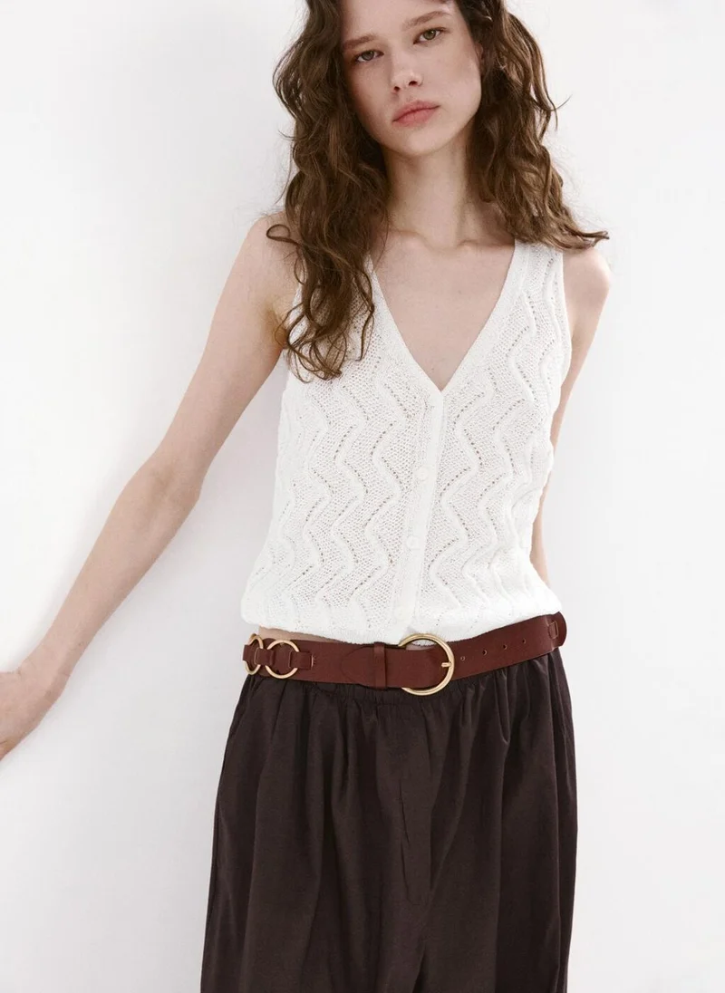 MANGO Open-knit V-neck vest