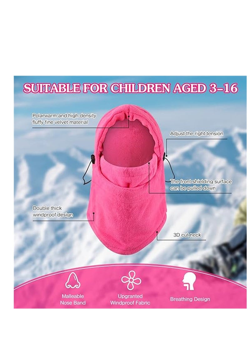 SYOSI Winter Children's Riding Mask, Winter Balaclava Warm Face Cover, Sports Warm Headgear Cold-proof Face Protection Cap, Windproof Motorcycle Ski Headgear, 1 Pcs, Pink - Image 2