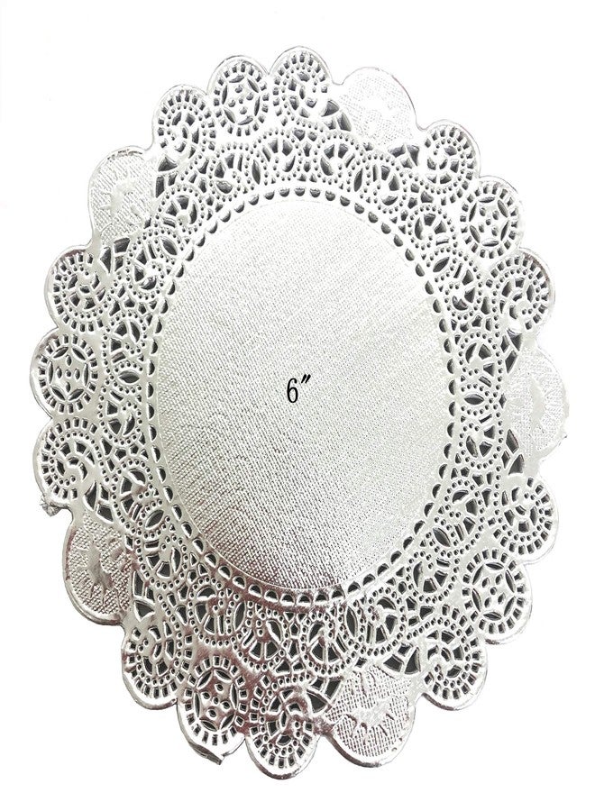 PEPPERLONELY 50 PC Silver Classic Metallic Doilies, 6 Inch - Image 1