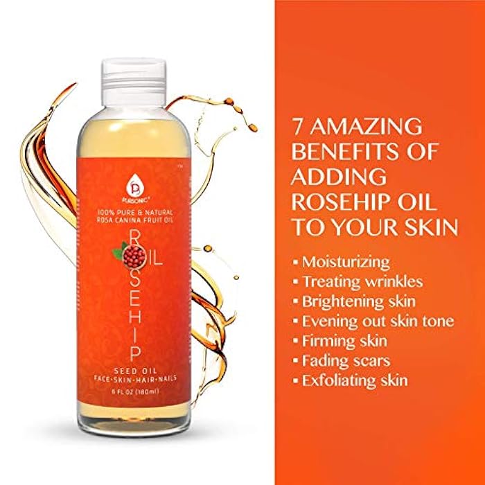 Pursonic 100% Pure Cold-Pressed Rosehip Oil – 6 FL oz Moisturizing Facial Oil for Face, Hair, Skin & Nails,Anti-Aging, Hydrating, Brightening, Scar & Stretch Mark Care - Pack of 1 - Image 4