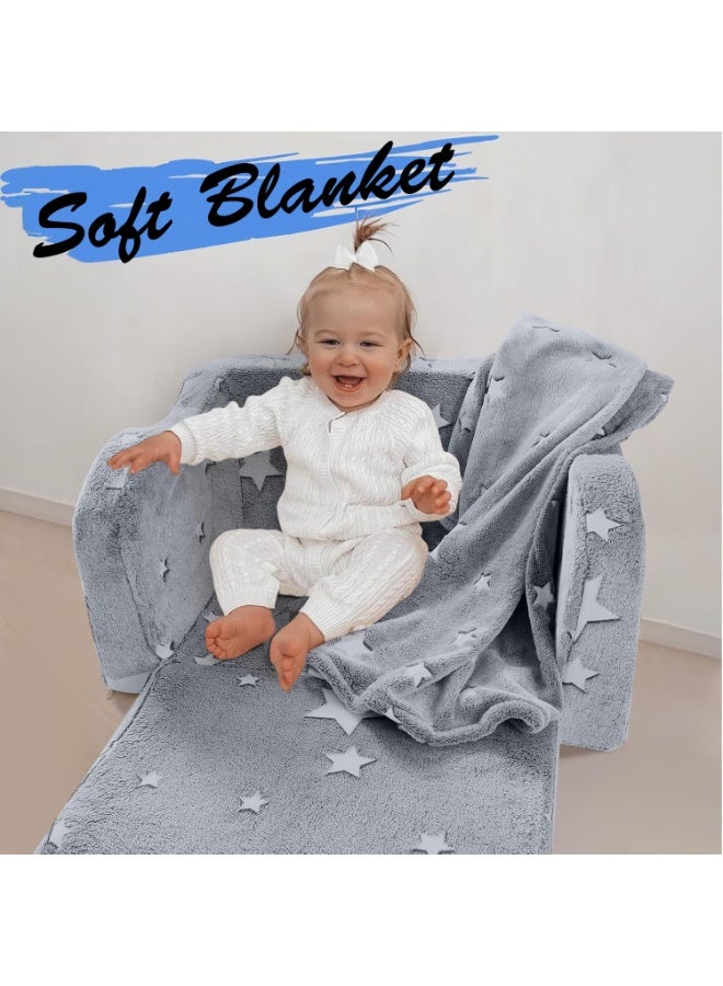 والالا أريكة قابلة للطي للأطفال، سرير كرسي للأطفال الصغار، أريكة بذراعين ناعمة قابلة للطي للأطفال، كرسي استرخاء قابل للسحب، أريكة قابلة للتحويل، كرسي استرخاء مريح للأطفال، وسادة نوم للأطفال متوهجة في الظلام، بطانية - Image 5