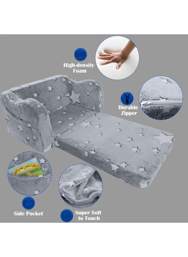 والالا أريكة قابلة للطي للأطفال، سرير كرسي للأطفال الصغار، أريكة بذراعين ناعمة قابلة للطي للأطفال، كرسي استرخاء قابل للسحب، أريكة قابلة للتحويل، كرسي استرخاء مريح للأطفال، وسادة نوم للأطفال متوهجة في الظلام، بطانية - Image 2