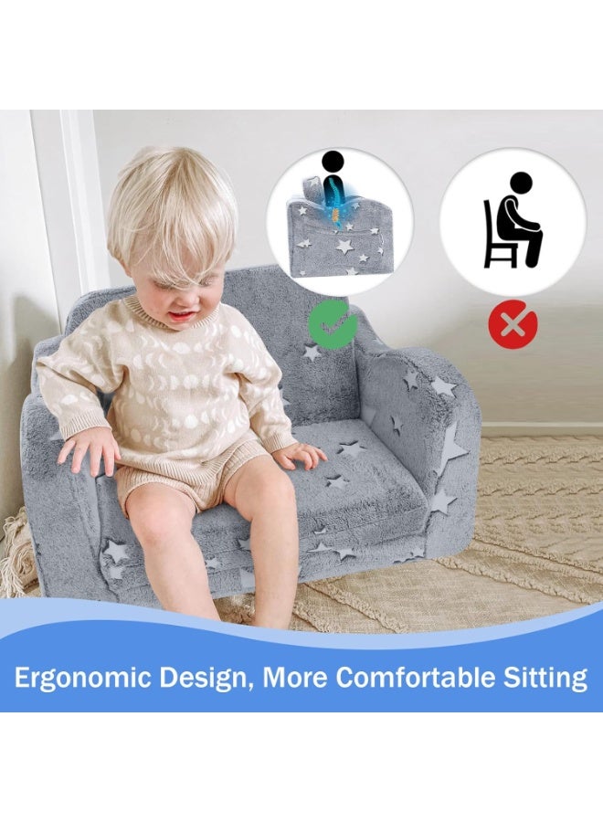 والالا أريكة قابلة للطي للأطفال، سرير كرسي للأطفال الصغار، أريكة بذراعين ناعمة قابلة للطي للأطفال، كرسي استرخاء قابل للسحب، أريكة قابلة للتحويل، كرسي استرخاء مريح للأطفال، وسادة نوم للأطفال متوهجة في الظلام، بطانية - Image 4