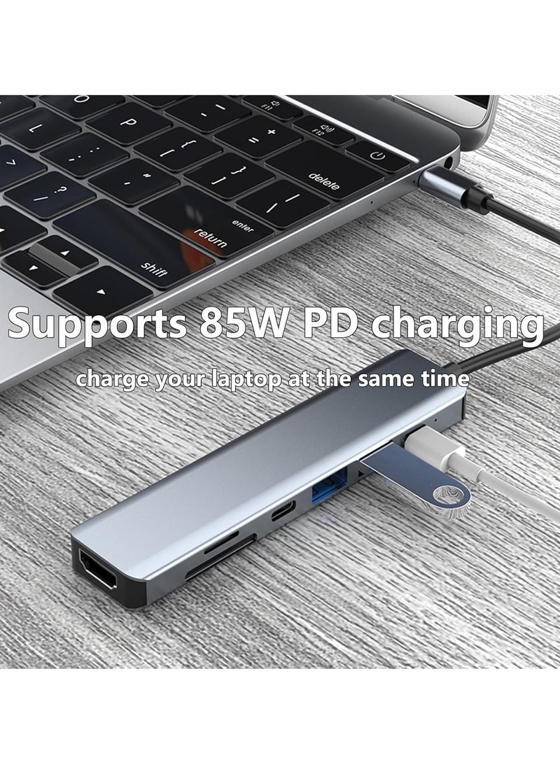 TIGER - 7-in-1 USB C Hub with 4K HDMI, 2 USB 3.0 Ports, USB 2.0, USB C, SD/TF Card Reader & 100W PD – Multiport Adapter for Mac, Dell, HP Laptops, and Peripherals – Expand Connectivity, High-Speed Data, and Power Delivery - Image 1