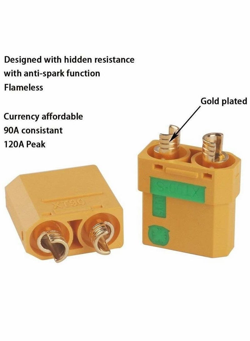 Spark-proof male and female connectors XT90S female connectors are suitable for RC quadcopter brushless motors, FPV drone lithium polymer batteries, ESCs, and charging cables. - Image 4