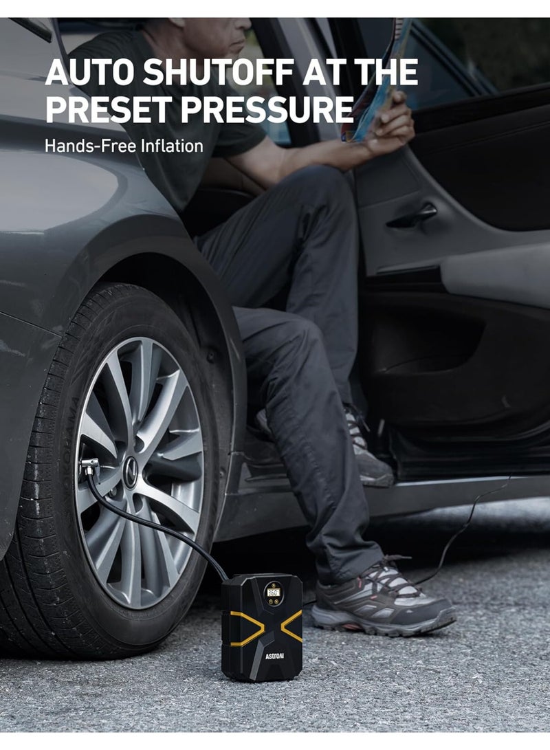 AstroAI Tyre Inflator Air Compressor 12V DC, Digital Car Tyre Pump 150 PSI, Preset Tyre Pressure & Auto Shutoff, Electric Air Pump for Car Tyres, Bicycles, Other Inflatables - Image 3