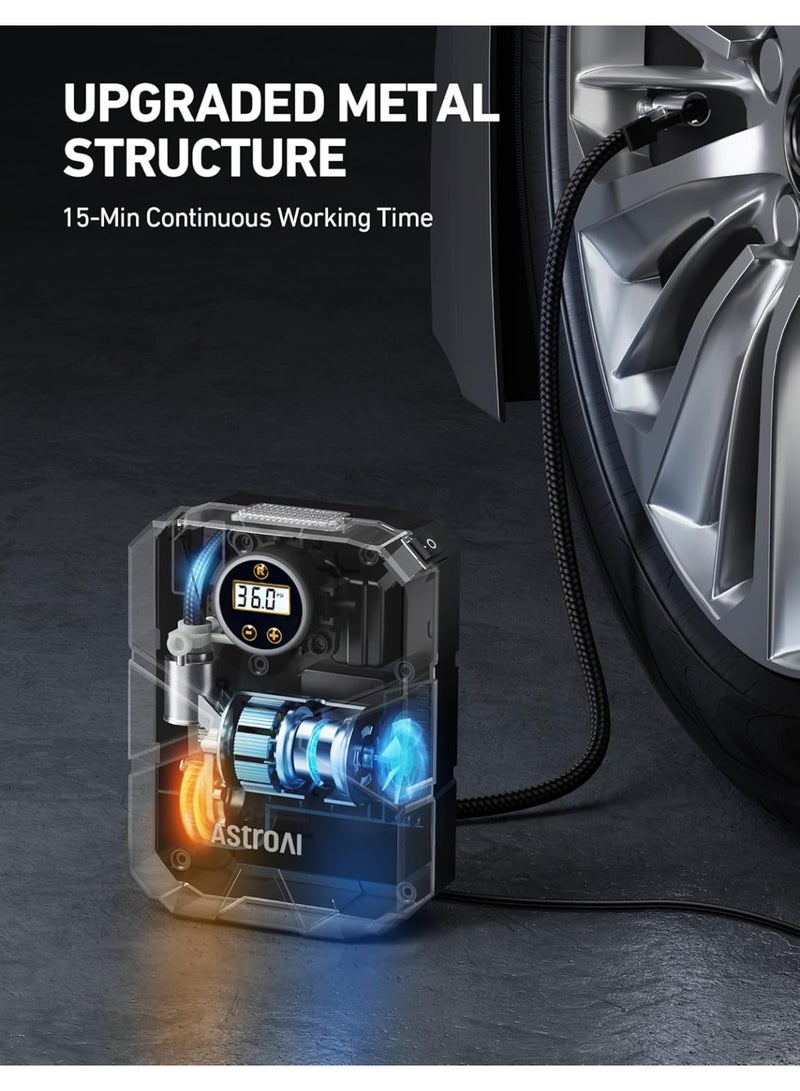 AstroAI Tyre Inflator Air Compressor 12V DC, Digital Car Tyre Pump 150 PSI, Preset Tyre Pressure & Auto Shutoff, Electric Air Pump for Car Tyres, Bicycles, Other Inflatables - Image 5
