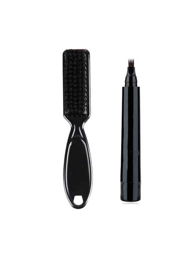 Vtrem 4 Tip Beard Pencil Filler For Men Waterproof Sweat Proof Beard Pen Filler Fork Black Microfork Barber Styling Pencil With Brush Creates Natural Looking Beard Moustache & Eyebrows - Image 1
