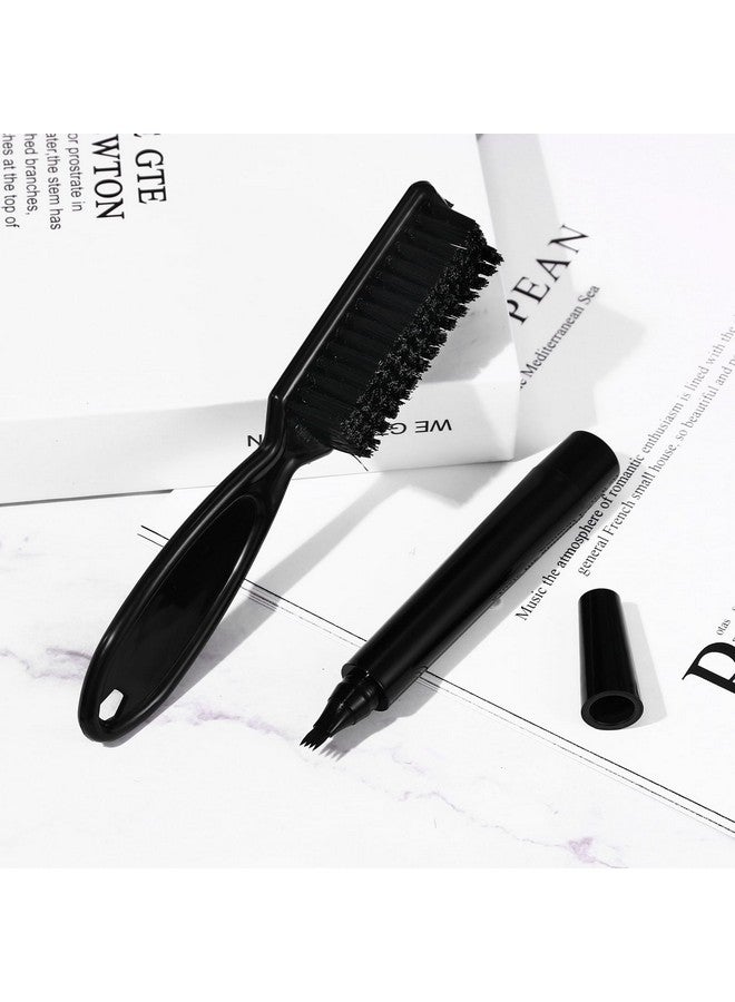 Vtrem 4 Tip Beard Pencil Filler For Men Waterproof Sweat Proof Beard Pen Filler Fork Black Microfork Barber Styling Pencil With Brush Creates Natural Looking Beard Moustache & Eyebrows - Image 5