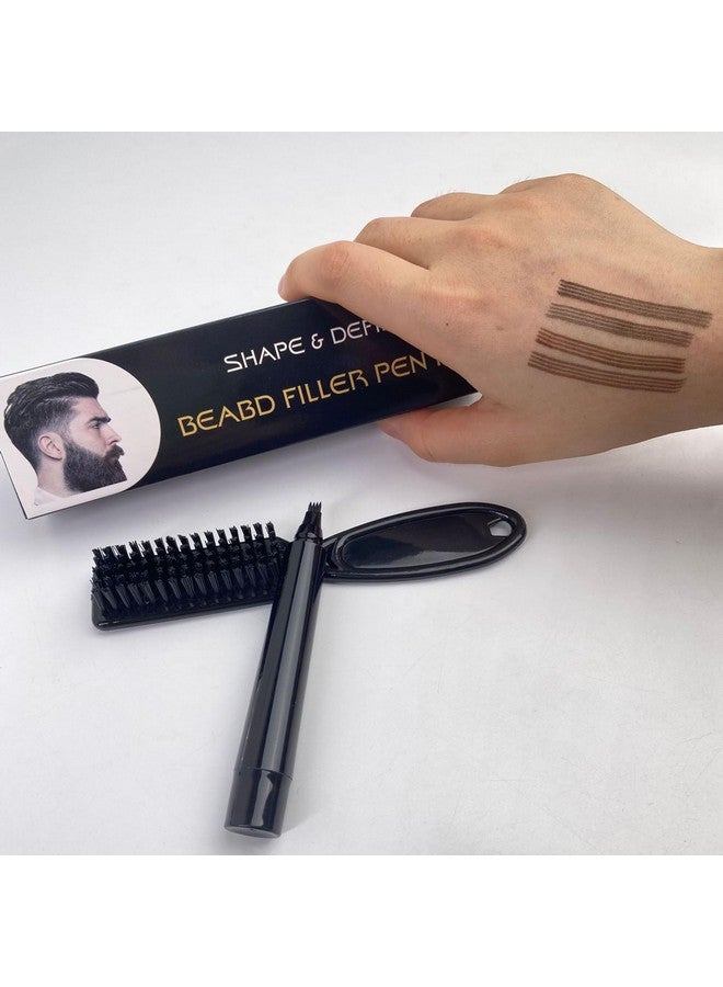 Vtrem 4 Tip Beard Pencil Filler For Men Waterproof Sweat Proof Beard Pen Filler Fork Black Microfork Barber Styling Pencil With Brush Creates Natural Looking Beard Moustache & Eyebrows - Image 4