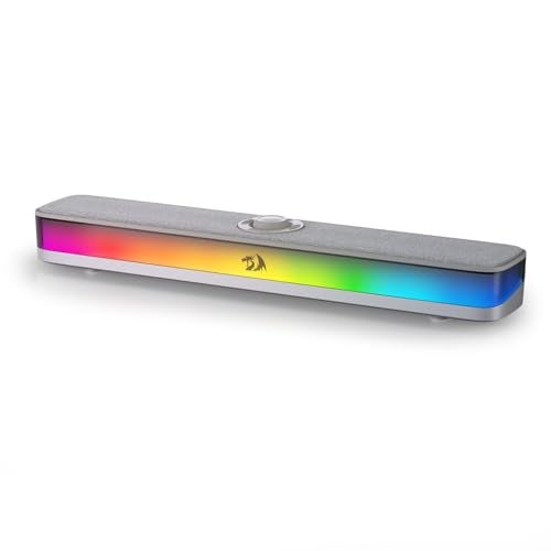 Redragon GS515 RGB Desktop Soundbar 20 Channel Stereo Computer Speakers for Desktop with BT 53 USBCUSB Powered Gray - Image 1