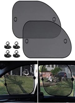 Ajxn Pack-2 Car Side Window Sun Shade, Breathable Mesh Side Car Window Sun Shade, 25" x 15" Side Window Sunshade for Blocking UV Ray, Car Window Covers Used for Side Window (Black)