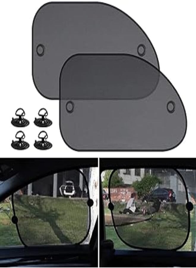 Ajxn Ajxn Pack-2 Car Side Window Sun Shade, Breathable Mesh Side Car Window Sun Shade, 25" x 15" Side Window Sunshade for Blocking UV Ray, Car Window Covers Used for Side Window (Black) 