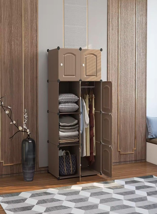 LUHI Plastic Wardrobe for Kids Clothes – Durable, Easy to Use Anti-Skid & Non-Slip Effective Professional Collapsible Wardrobe, Plastic Cupboard for Kids, Foldable Almirah (Z5 Coffee, 8 Door) - Image 5