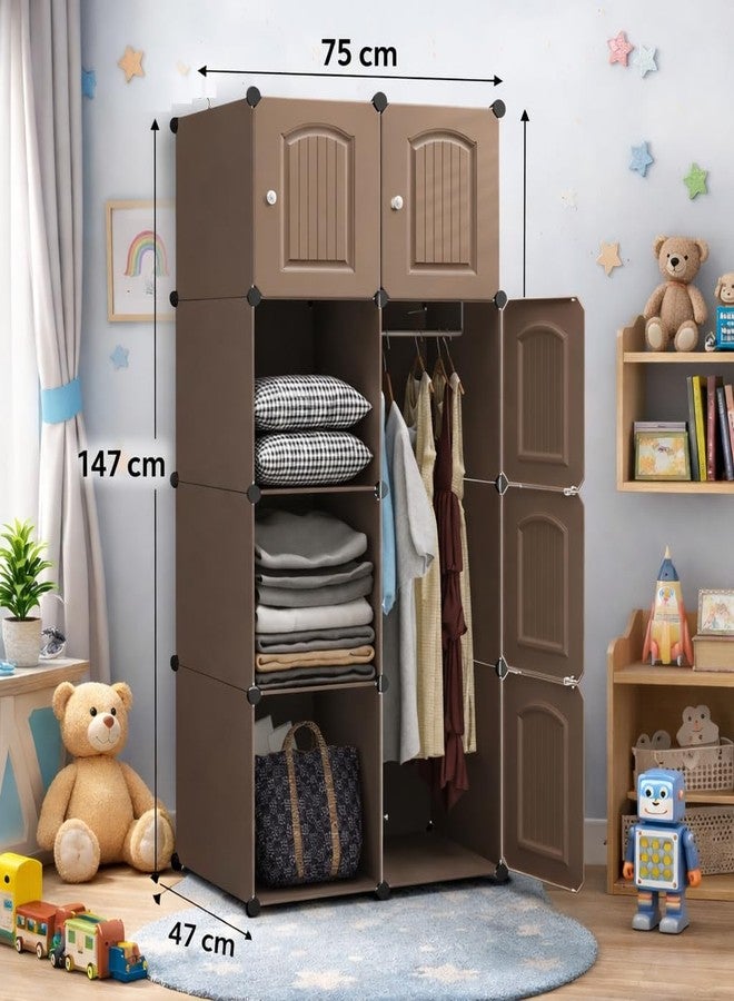 LUHI Plastic Wardrobe for Kids Clothes – Durable, Easy to Use Anti-Skid & Non-Slip Effective Professional Collapsible Wardrobe, Plastic Cupboard for Kids, Foldable Almirah (Z5 Coffee, 8 Door) - Image 2