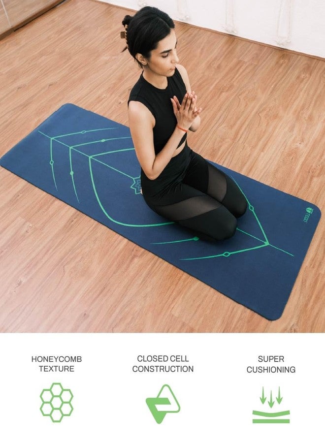 تيجو بساط يوغا TEGO Stance مع دليل GuideAlign لمحاذاة الوضعية (أزرق مخضر بدون حقيبة) | تصميم قابل للعكس مع سطح مزدوج الملمس مانع للانزلاق | سمك 5 مم | مضاد للميكروبات، مانع للانزلاق، مقاوم للتعرق | 6 أقدام × 2 قدم | بساط يوغا ولياقة بدنية | بساط مناسب للتمارين الرياضية مع الأحذية - Image 2