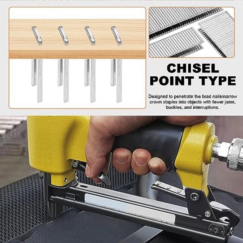 2816Pcs 18 Gauge 1/4" Narrow Crown Staples Kit, 1/2", 3/4", 1" Heavy Duty Galvanized Narrow Crown Finish Staples for Pneumatic Electric Stapler Silver - Image 5