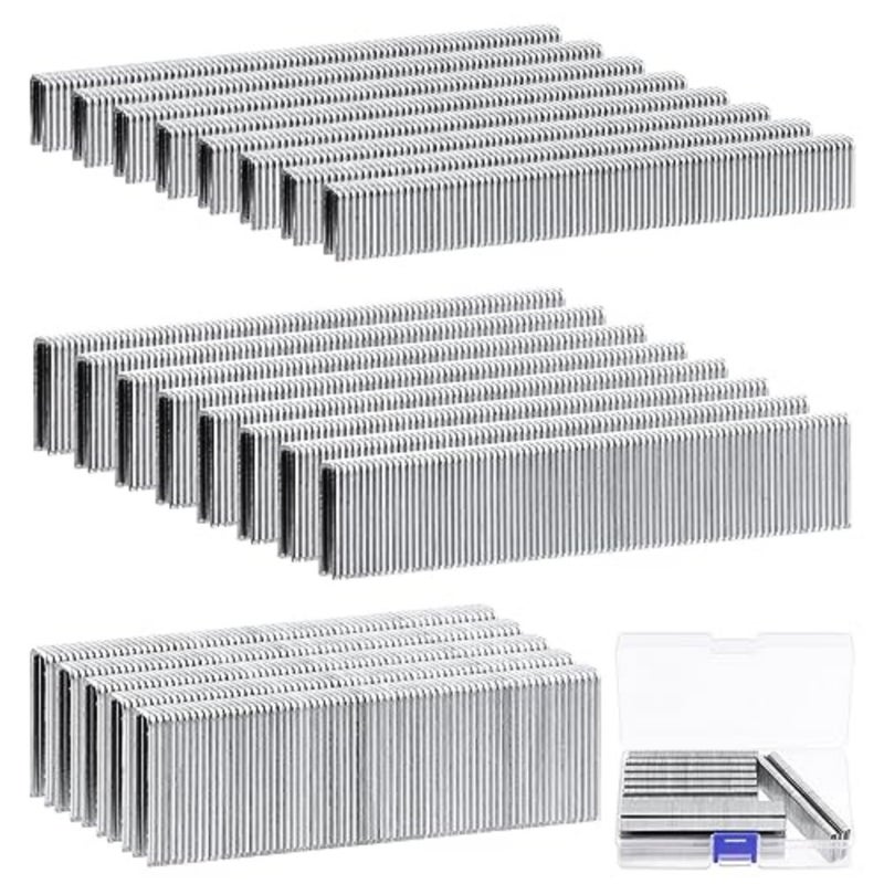 2816Pcs 18 Gauge 1/4" Narrow Crown Staples Kit, 1/2", 3/4", 1" Heavy Duty Galvanized Narrow Crown Finish Staples for Pneumatic Electric Stapler Silver - Image 1